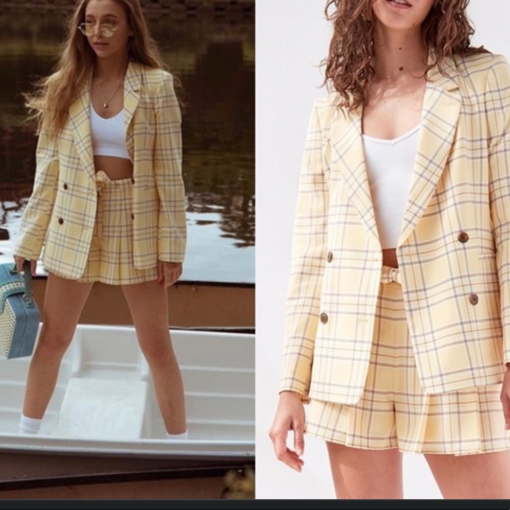 🆕 Aritzia Sunday Best Galt Blazer Cher Clueless in Yellow Plaid ~ size XS